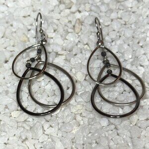 Triple Cutout Teardrop Layers Dangle Earrings Silver